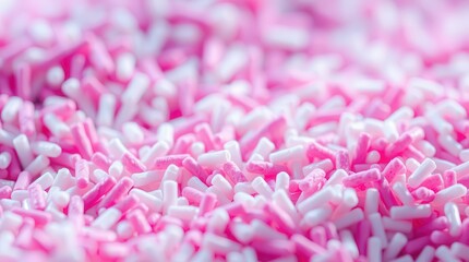 Fototapeta premium Extreme Macro Close Up Colorful Pink and White Sprinkles Confetti for Desserts or Ice Cream