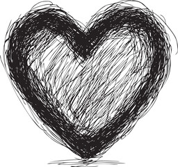 Black scribbled heart shape 