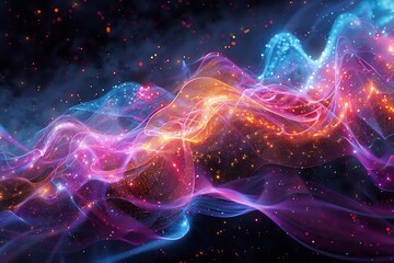 Imaginative Cascade of Digital Whimsy featuring cascading streams of neon light delicate digital particles surreal abstract formations merging into an endless flow of creative expression