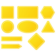 Yellow shape set. Vibrant geometric forms. Smooth color outline. Vector blank collection.