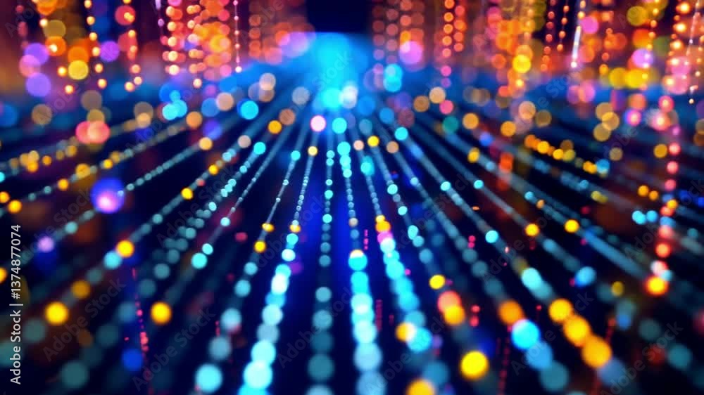 Aufkleber Vibrant Abstract Bokeh Lights Colorful Display of Blue, Orange, and Yellow Patterns Creating Depth and Mesmerizing Effects in Digital Landscape