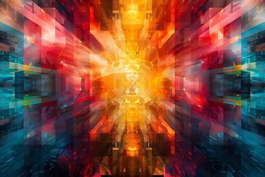 Infinite Digital Kaleidoscope merging intricate tessellation swirling chromatic gradient vibrant geometric architecture into continually evolving visual narrative of futuristic creativity boundless