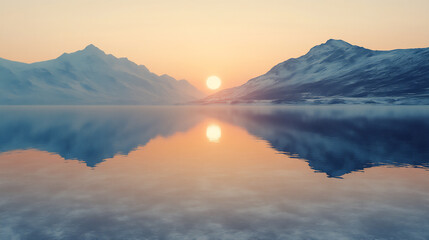 Fototapeta premium serene mountain lake at sunrise,