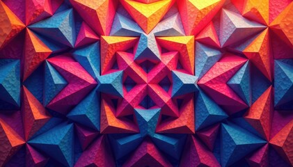 Fototapeta premium Intricate tessellation of geometric shapes in vibrant hues, surface, color, polygon