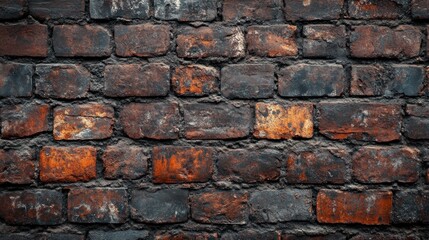 Obraz premium Rustic Brick Wall Texture: A Dark and Weathered Brickwork Background