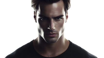 Intense Portrait of a Man with Dramatic Lighting and Strong Features