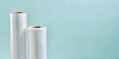 Eco friendly plastic wrap rolls promote waste reduction and sustainable packaging solutions.recyclable container