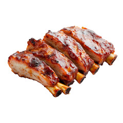 Barbecued Ribs isolated on transparent background