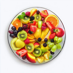 Tasteful Arrangement Of Fresh Seasonal Fruits On A Decorative Platter Display