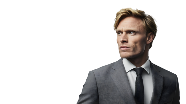 Professional Man in Formal Attire A Confident Businessman Wearing a Gray Suit and White Shirt