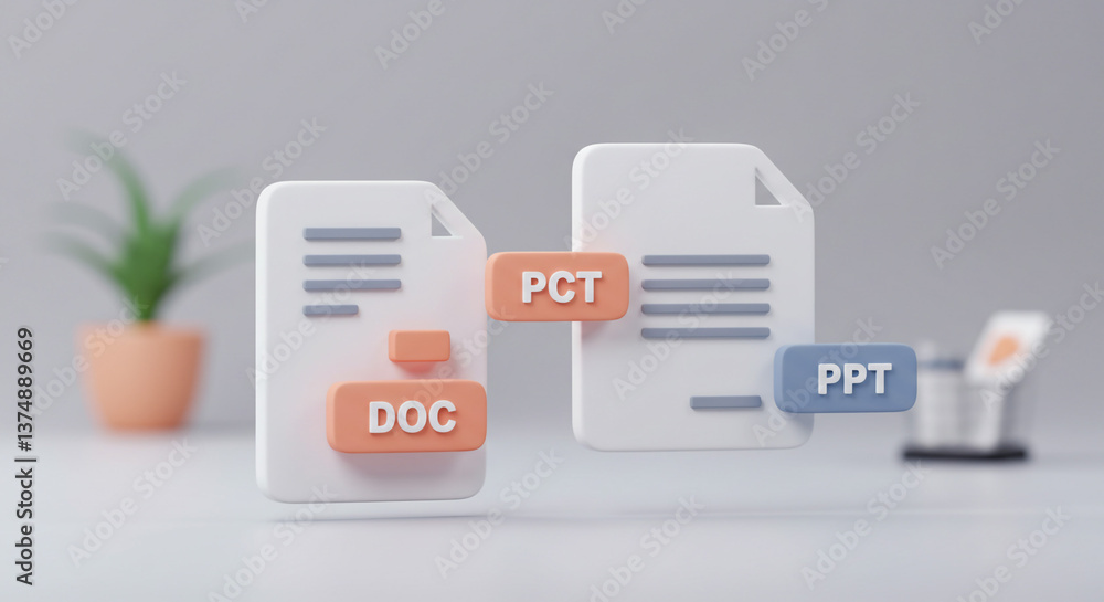 Poster effortless document conversion: transforming doc to ppt and pct files with a simple click, clean des