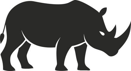 Fototapeta premium Black rhino silhouette vector illustration, a wild mammal