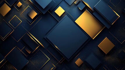 Abstract Gold and Dark Blue Geometric Pattern: A Luxurious Digital Art