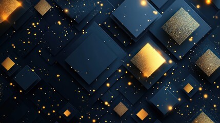 Elegant Gold and Dark Blue Abstract Geometric Design