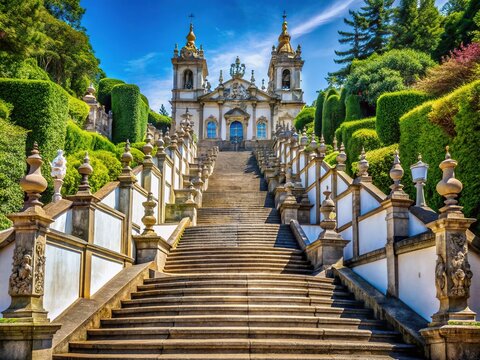 Baroque Stairway to Bom Jesus do Monte, Braga, Portugal