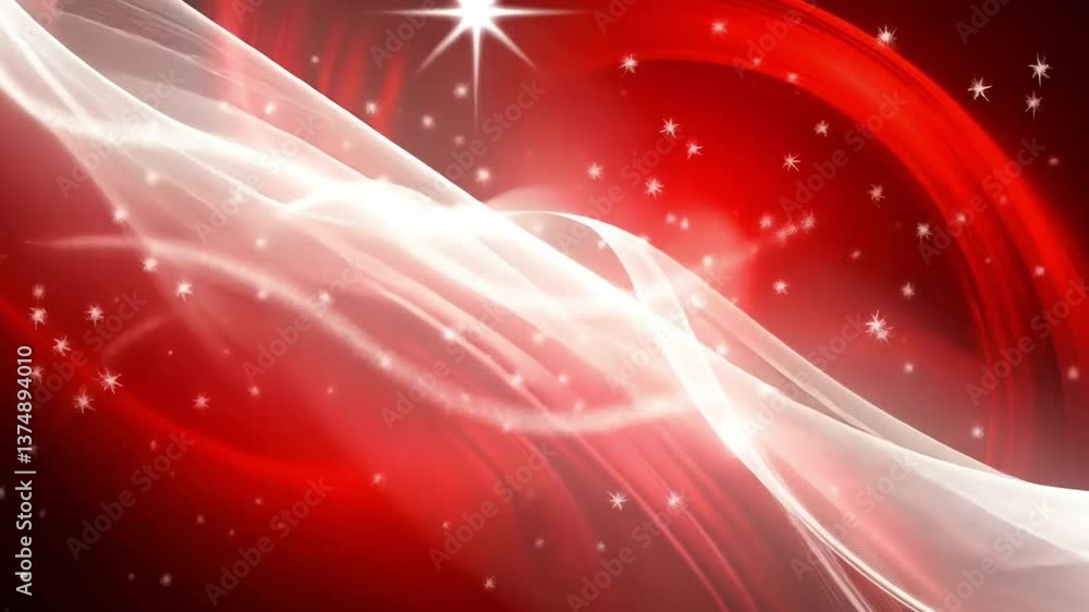 Aufkleber dynamic abstract of red and white waves vibrant background of energy and movement with sparkling sta