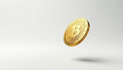 A single coin flipped mid-air, isolated on white , isolated, light