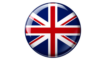 A glossy button featuring the flag of the united kingdom