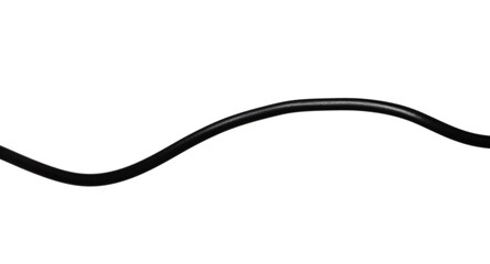 One black electrical wire isolated on white