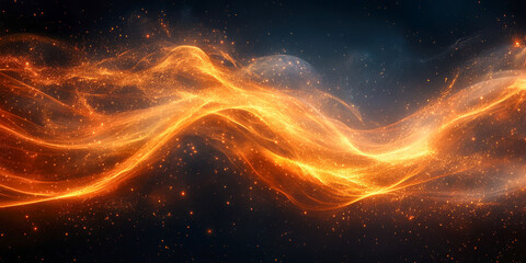 Obraz premium Swirling golden patterns create a mesmerizing abstract visual experience in a cosmic environment