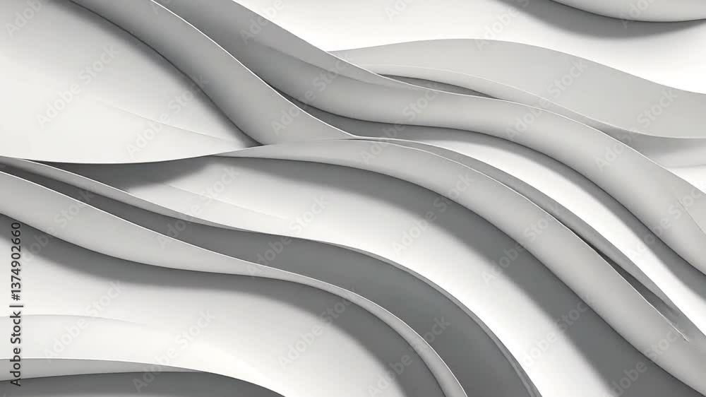 Poster sleek modern abstract design with flowing gray curves and lines, creating sense of movement and dept
