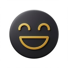 Obraz premium Smiling Face Emoji with Golden Outline on Dark Gray Background
