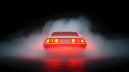 Futuristic Car in Fog at Night