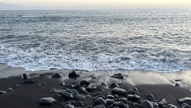sea waves on the rocky beach