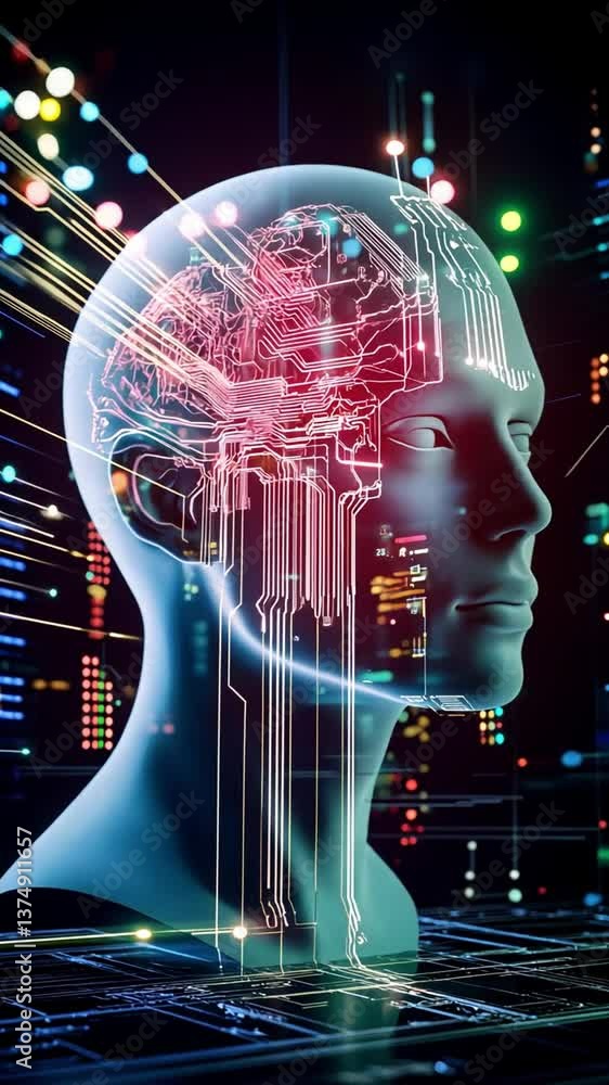 Poster future of healthcare with neuroimplants showcasing advanced neural technology in vertical format