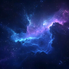 Fototapeta premium dark background with blue and violet lighting in a hyperrealistic style nebula