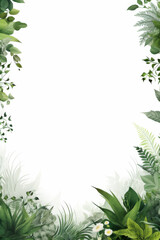 Naklejka premium Minimalistic wilderness botanical. A stunningly beautiful page border. Center open. 