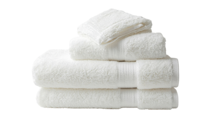 Bath towels, hand towels, and washcloths,Transparent background, PNG file background, soft and clean,