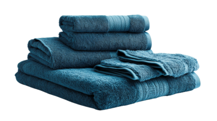 Bath towels, hand towels, and washcloths,Transparent background, PNG file background, soft and clean,