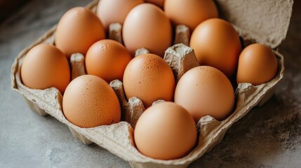 Eggs are neatly packed in recycled cardboard boxes.