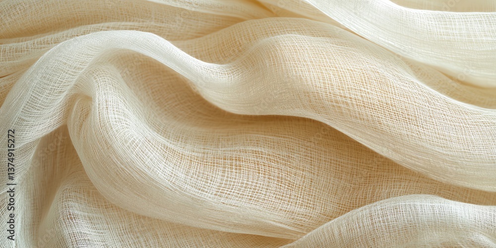 Poster draped soft fabric texture background with delicate waves and folds