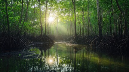 Obraz premium Mangroves act as an important carbon sink.