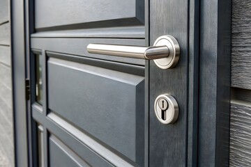 Close up keys lock in black door, ai generated, generated ai 