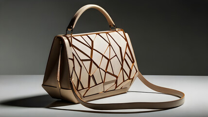 A stylish handbag featuring a vibrant geometric pattern in various colors, showcasing modern design and craftsmanship. GENERATIVE AI
