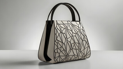 A white handbag featuring a stylish geometric pattern, showcasing modern design and elegance. GENERATIVE AI