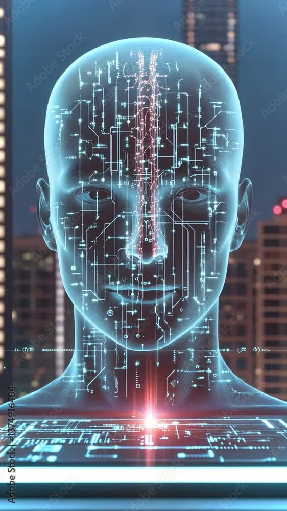 Poster exploring the future of healthcare with neural implants and advanced ai technology