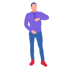 Casual Male Figure in Purple Jacket and Blue Jeans