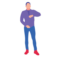 Casual Man in a Purple Jacket and Blue Jeans