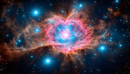 Obraz premium Detailed View of a Nebula in Deep Space with Vibrant Colors Showing Cosmic Dust and Intense Starlight