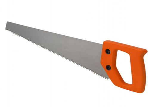 Traditional hand saw on transparent background

