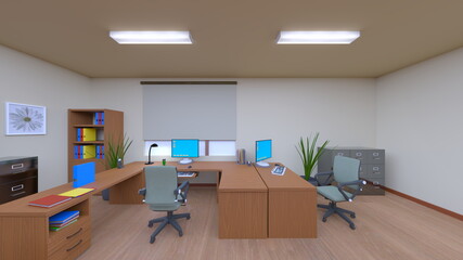 オフィス空間　3DCGレンダリング