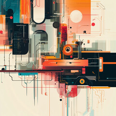 Futuristic electronic circuit technology: abstract 2d illustration