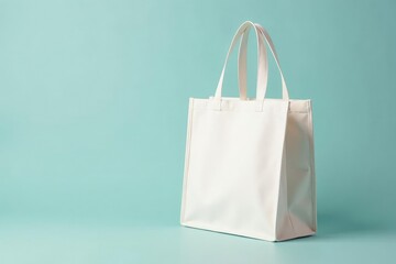 White cotton shopping tote, handles, clean background , minimalist, cotton bag, fabric bag