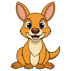 Adorable and Playful Cartoon Kangaroo with Big Eyes and a Bright Smile, Perfect for Children’s Illustrations, Animal-Themed Designs, and Wildlife Art Representing Joyful, Friendly, and Lively Creature