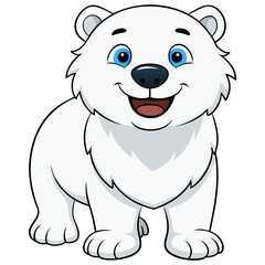 Cute polar bear cartoon illustration arctic animal smiling face happy character white bear drawing