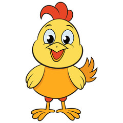 Cute cartoon chicken chick baby animal illustration vector character design farm bird poultry happy easter